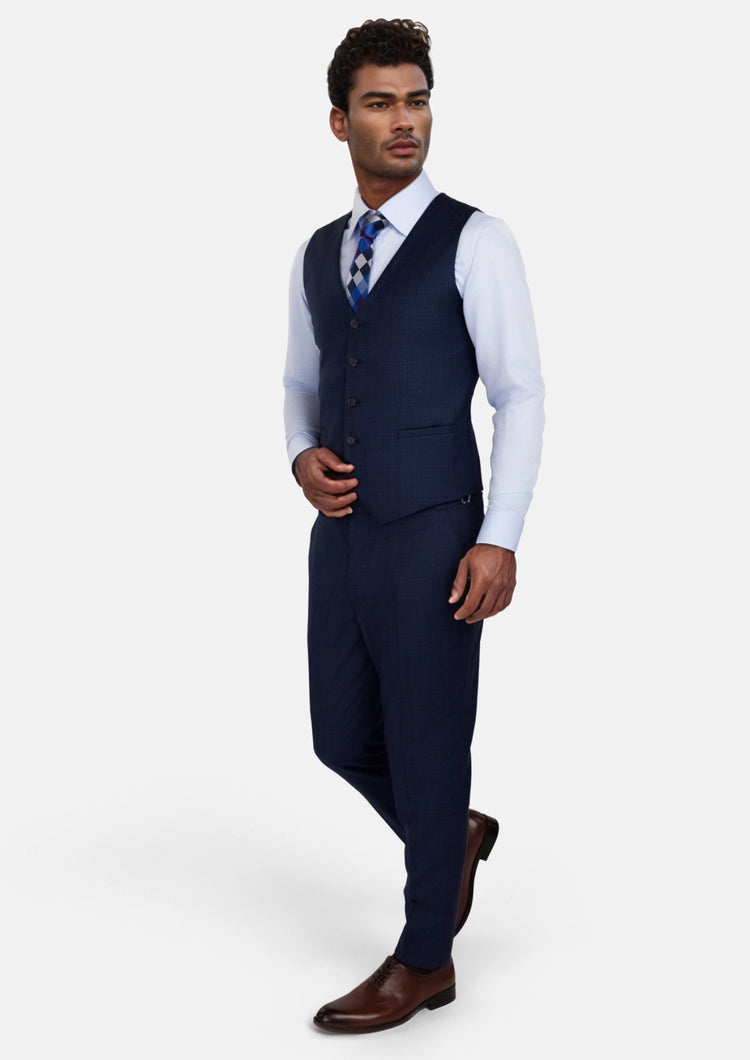 Penn Blue Sharkskin Vest - SARTORO321