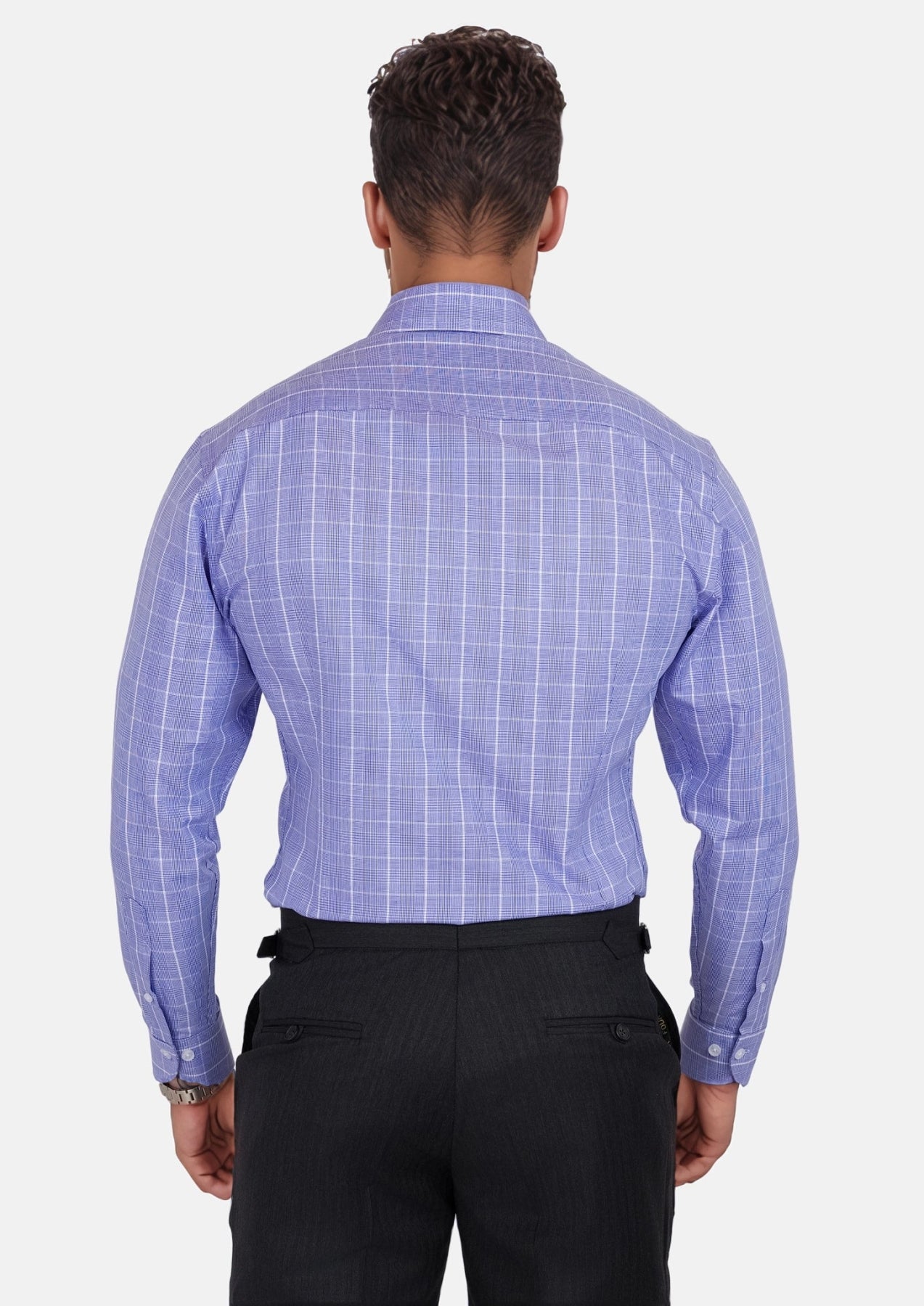 Periwinkle Prince of Wales Shirt - SARTORO