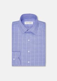 Periwinkle Prince of Wales Shirt - SARTORO