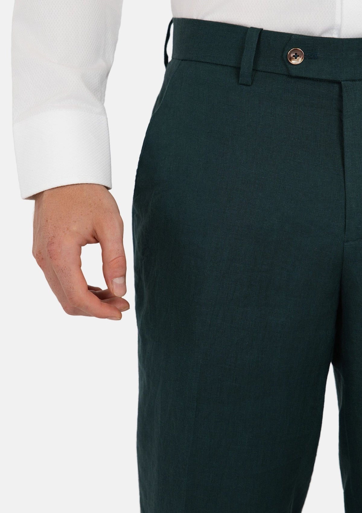 Men's Phthalo Green Linen Pants | SARTORO Men's Phthalo Green Linen Pants | SARTORO