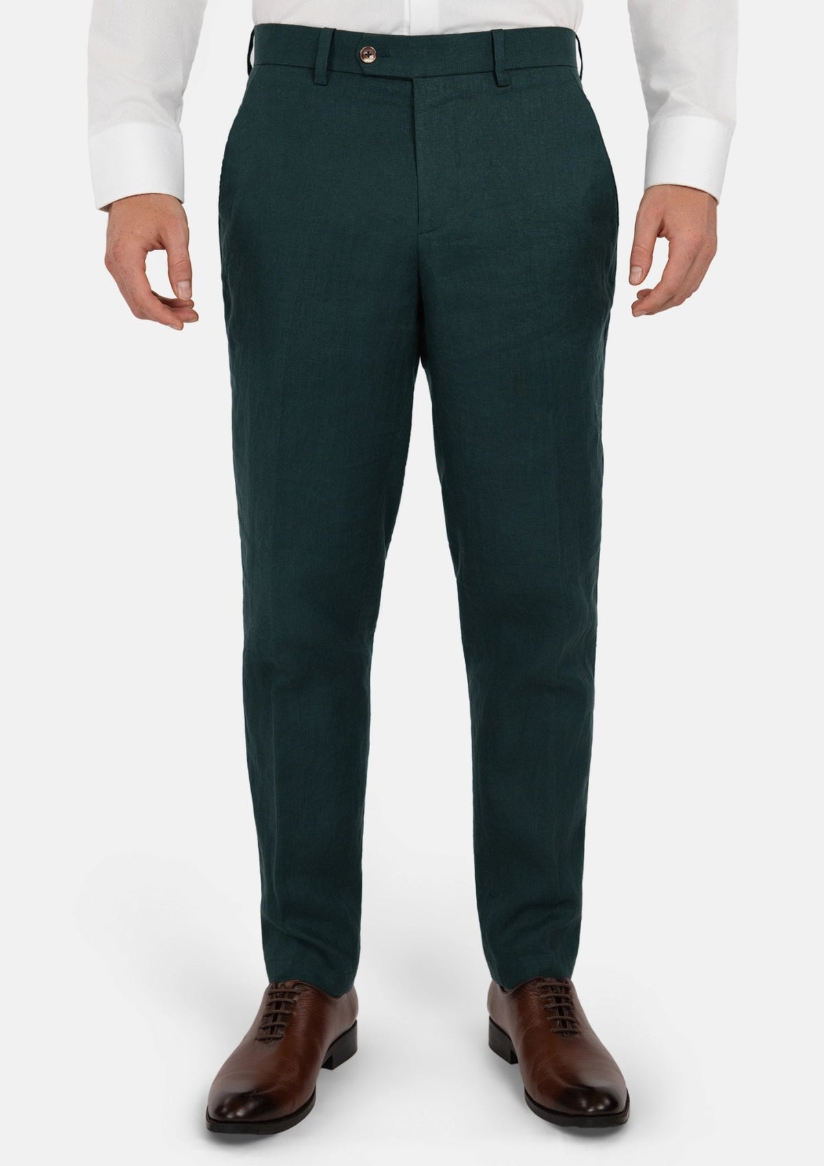 Men's Phthalo Green Linen Pants | SARTORO Men's Phthalo Green Linen Pants | SARTORO