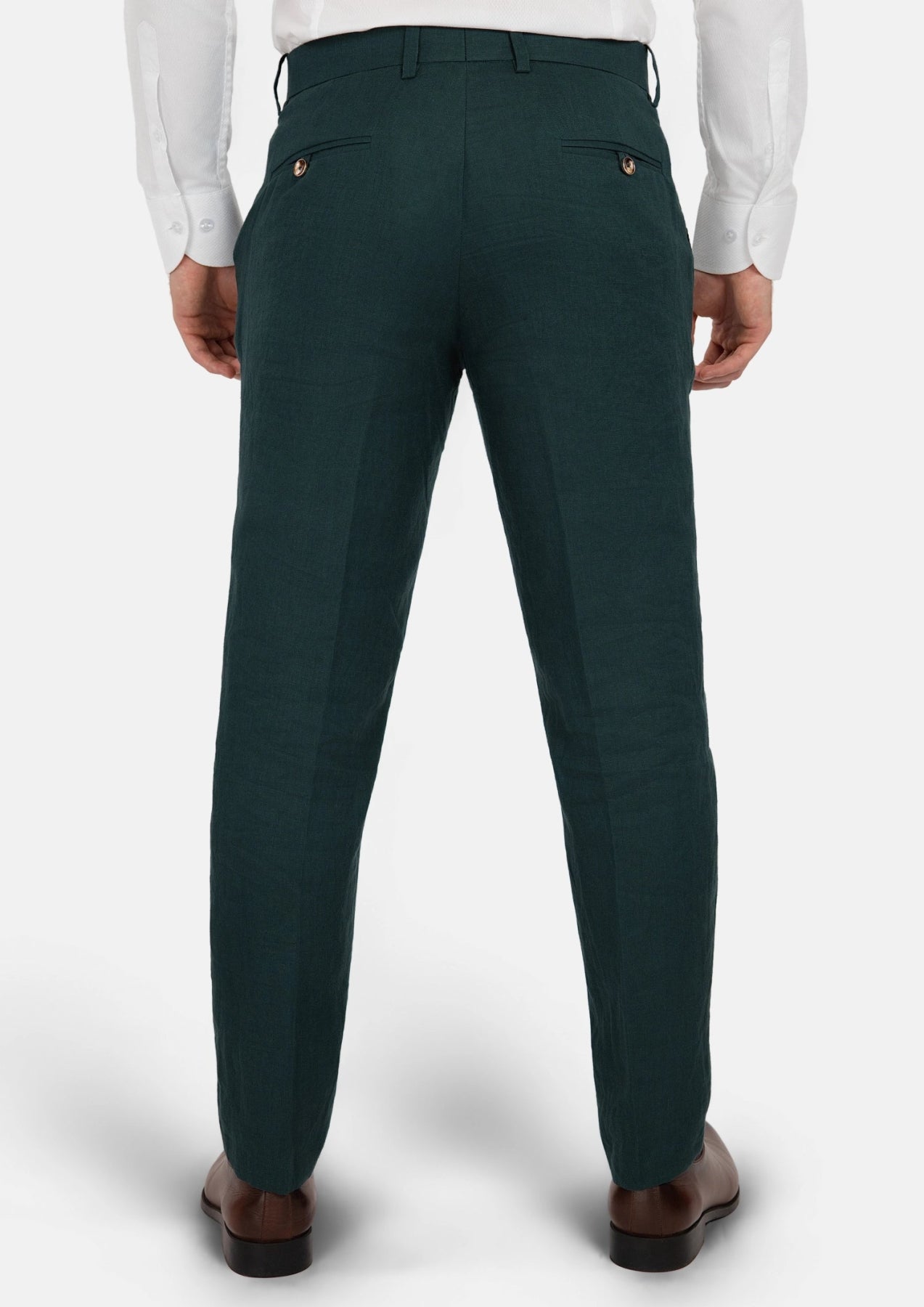 Men's Phthalo Green Linen Pants | SARTORO Men's Phthalo Green Linen Pants | SARTORO