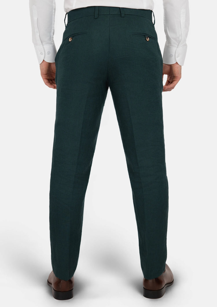 Phthalo Green Linen Pants - SARTORO755