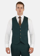 Phthalo Green Linen Vest - SARTORO