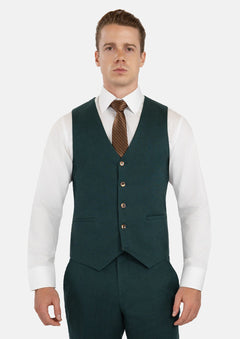 Phthalo Green Linen Vest - SARTORO