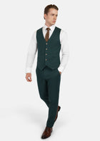 Phthalo Green Linen Vest - SARTORO447