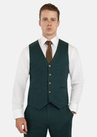 Phthalo Green Linen Vest - SARTORO580
