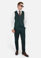 Phthalo Green Linen Vest - SARTORO529