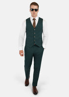 Phthalo Green Linen Vest - SARTORO43