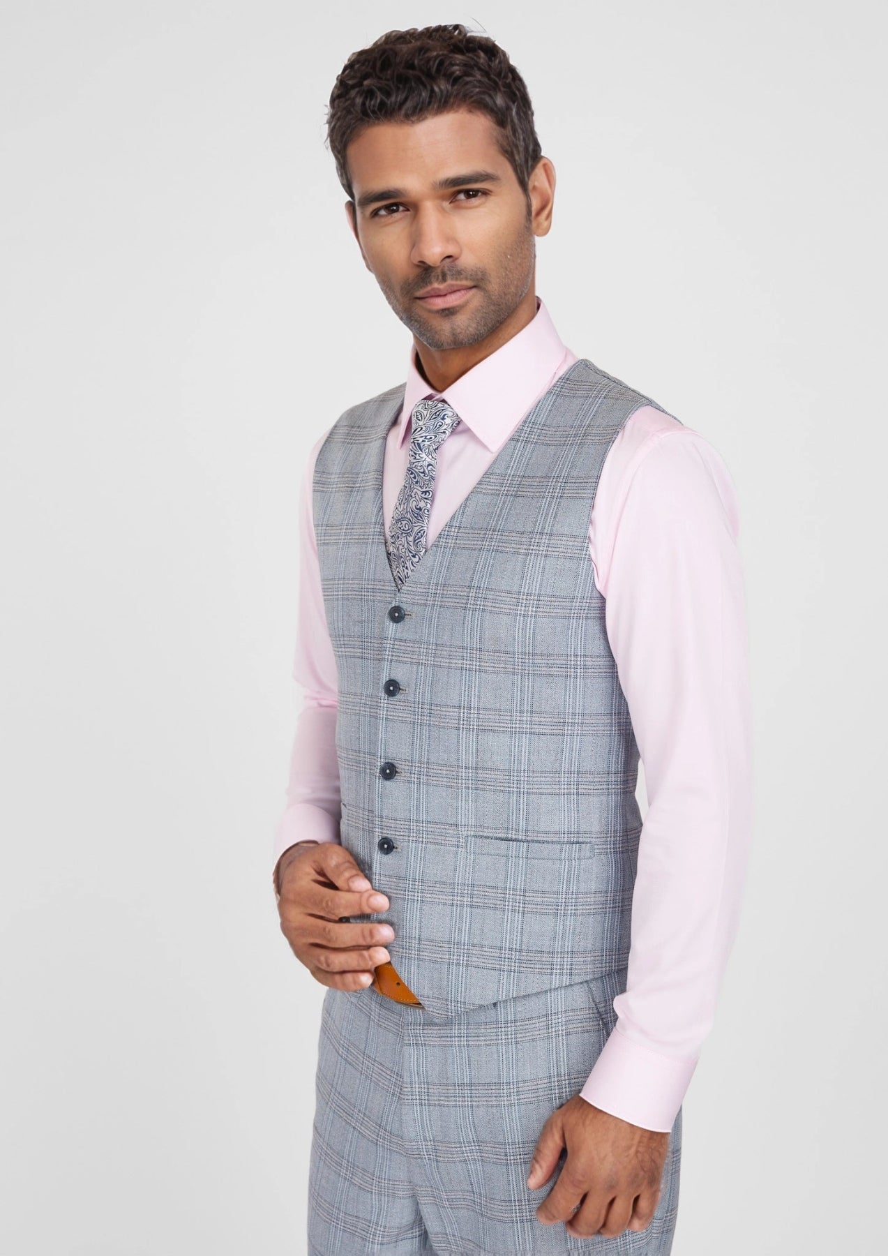 Polo Blue Windowpane Vest - SARTORO