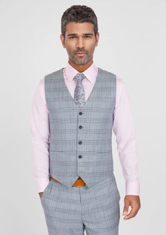 Polo Blue Windowpane Vest - SARTORO