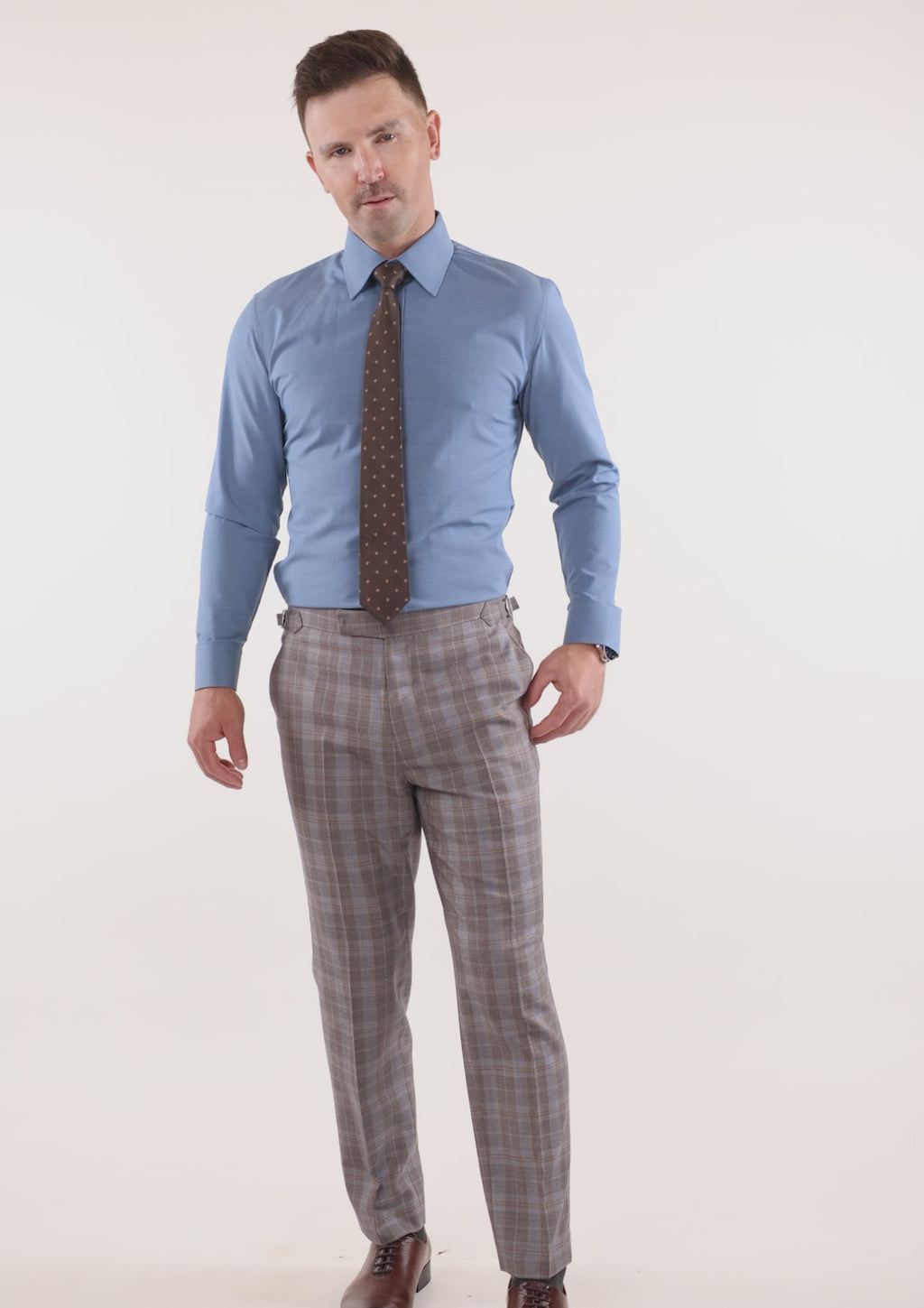 Ash Brown Check Pants