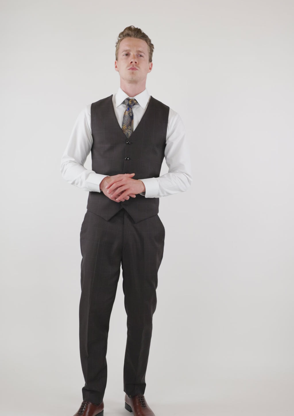 Dark Brown Check Vest