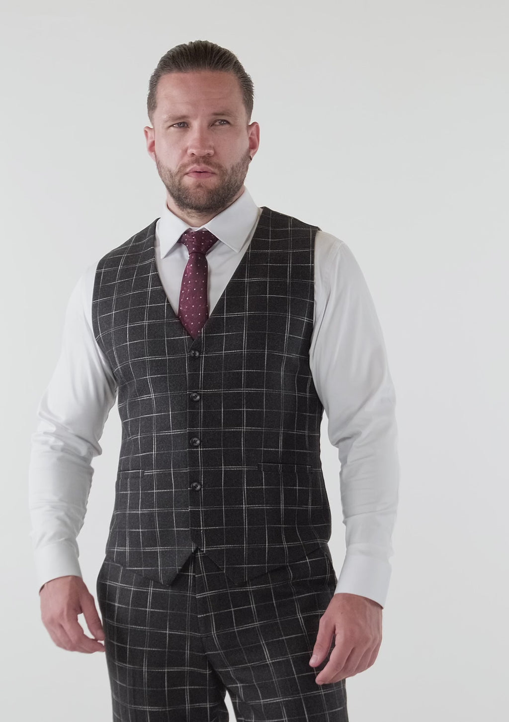 Charcoal Flannel Windowpane Vest