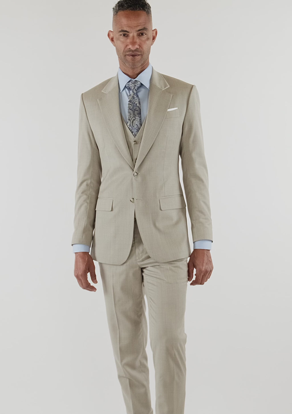 Beige Sandstone Italian Wool Suit