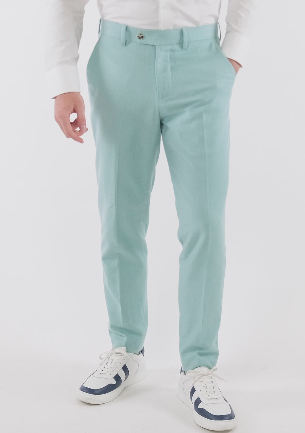 Light Teal Linen Blend Pants