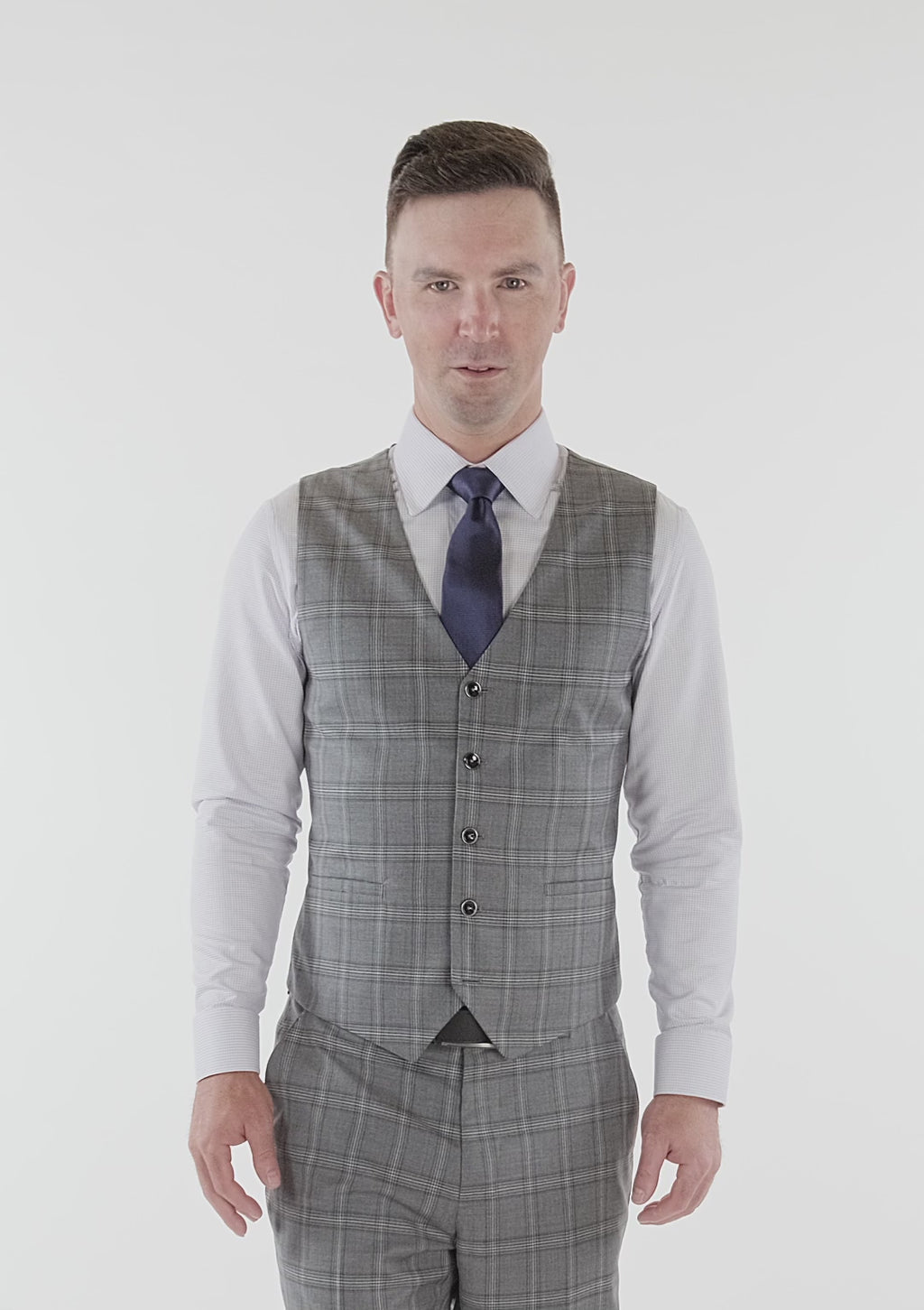 Fossil Grey Checked Vest
