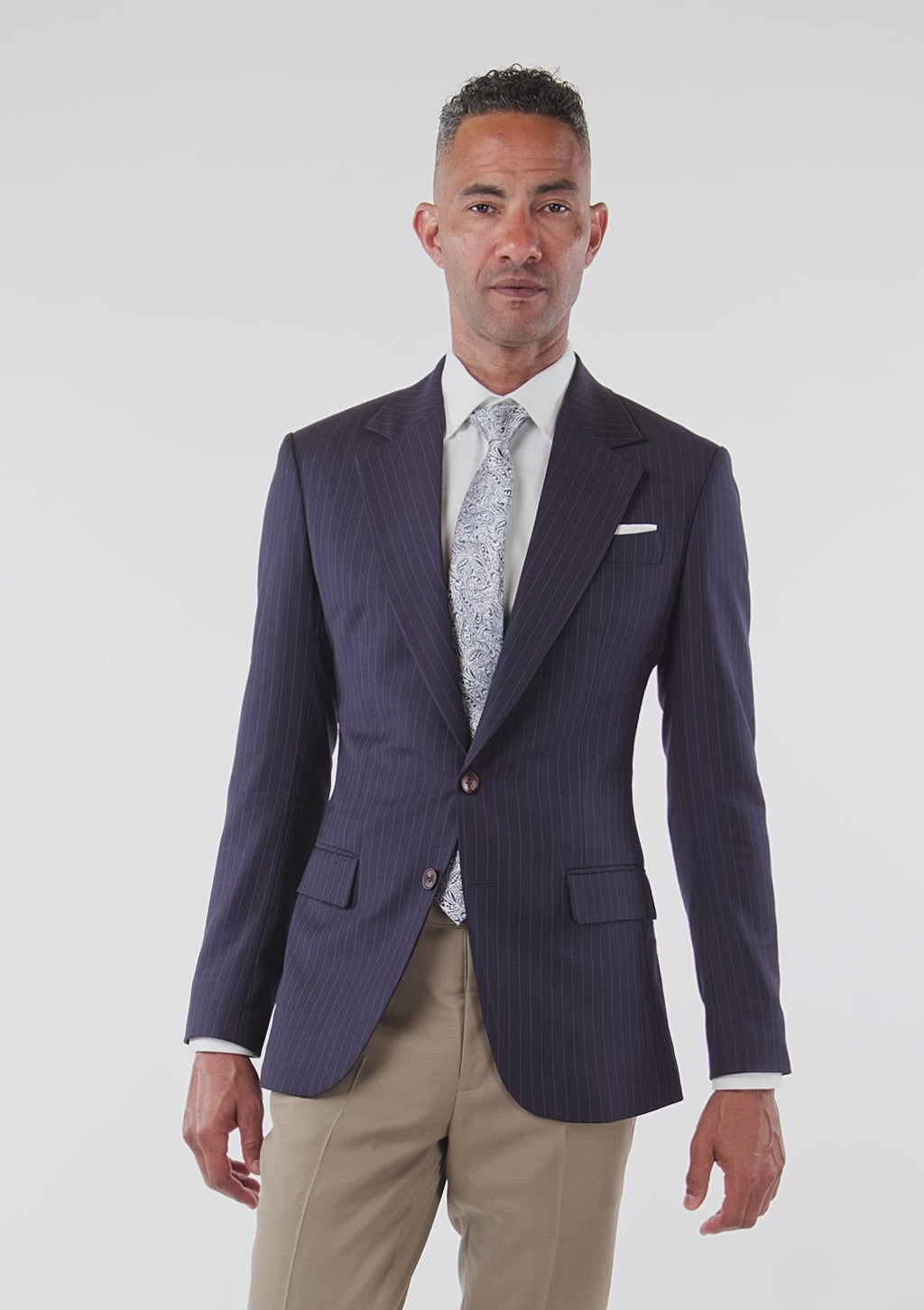 Midnight Blue Pinstripe Ellis Jacket