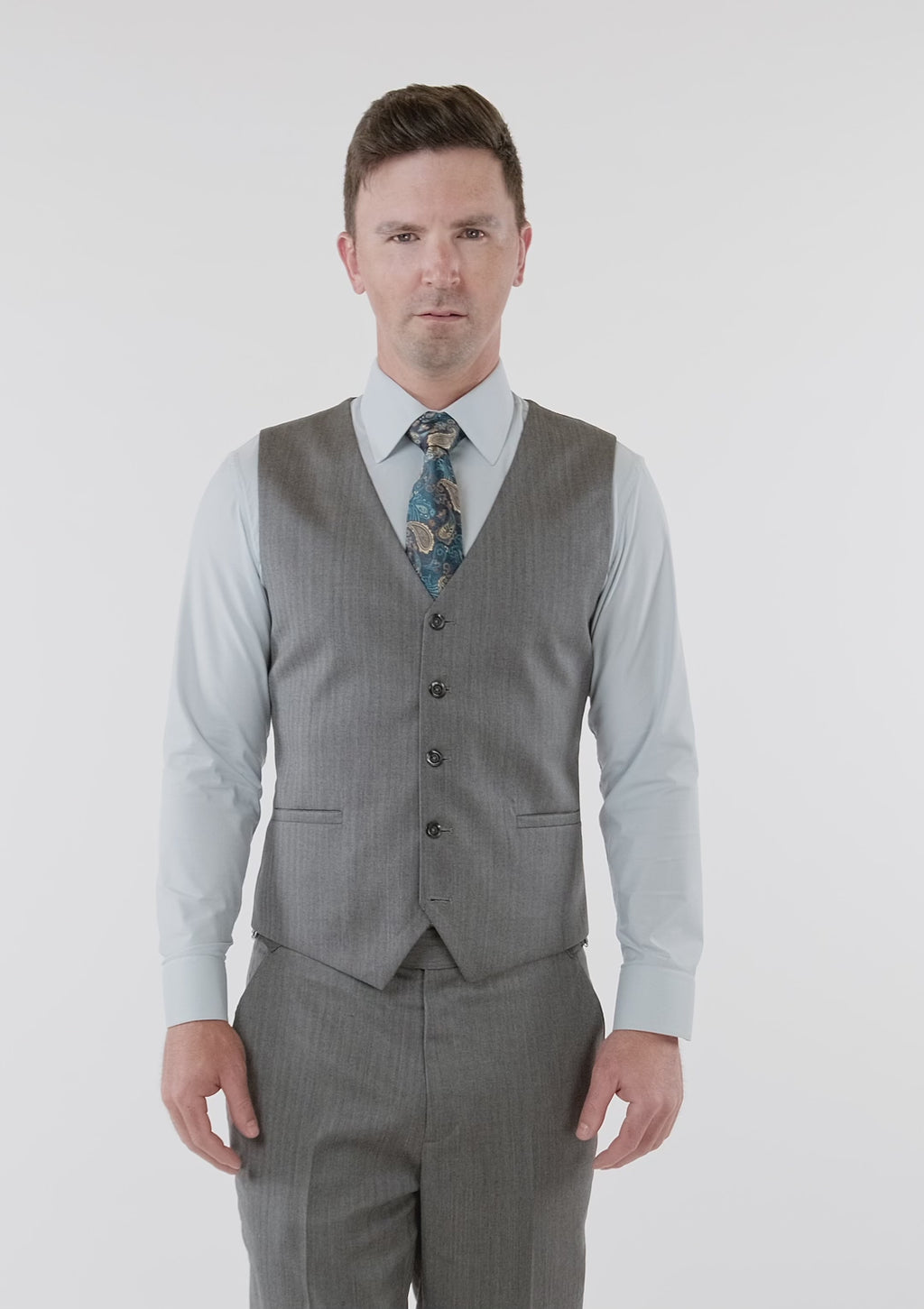 Mid Grey Herringbone Vest