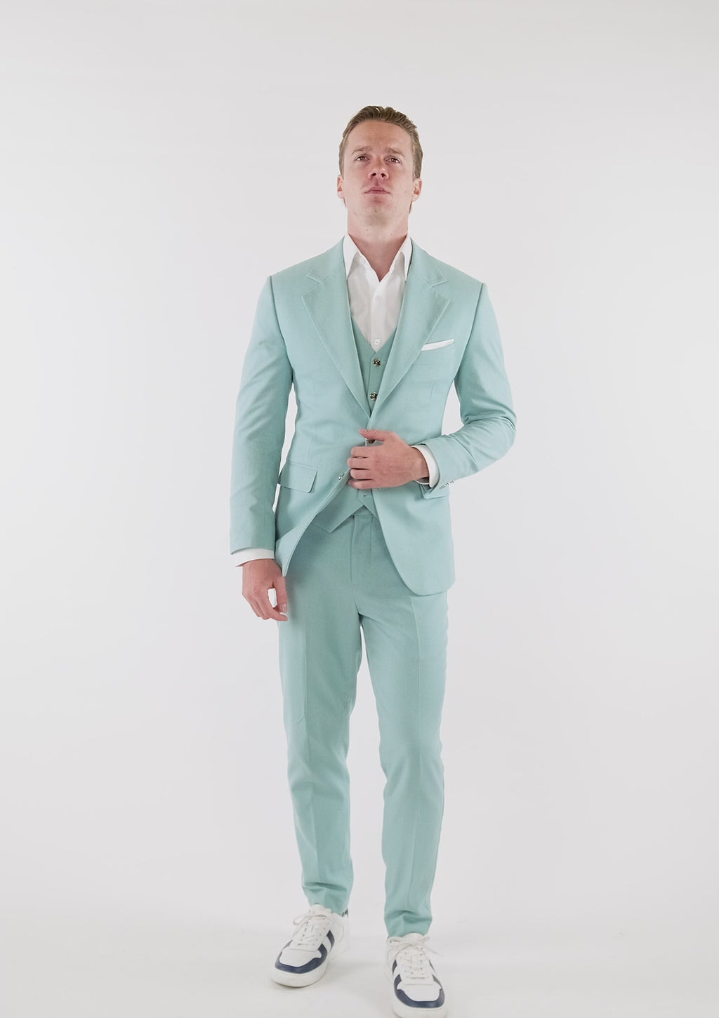 Ellis Light Teal Linen Blend Suit