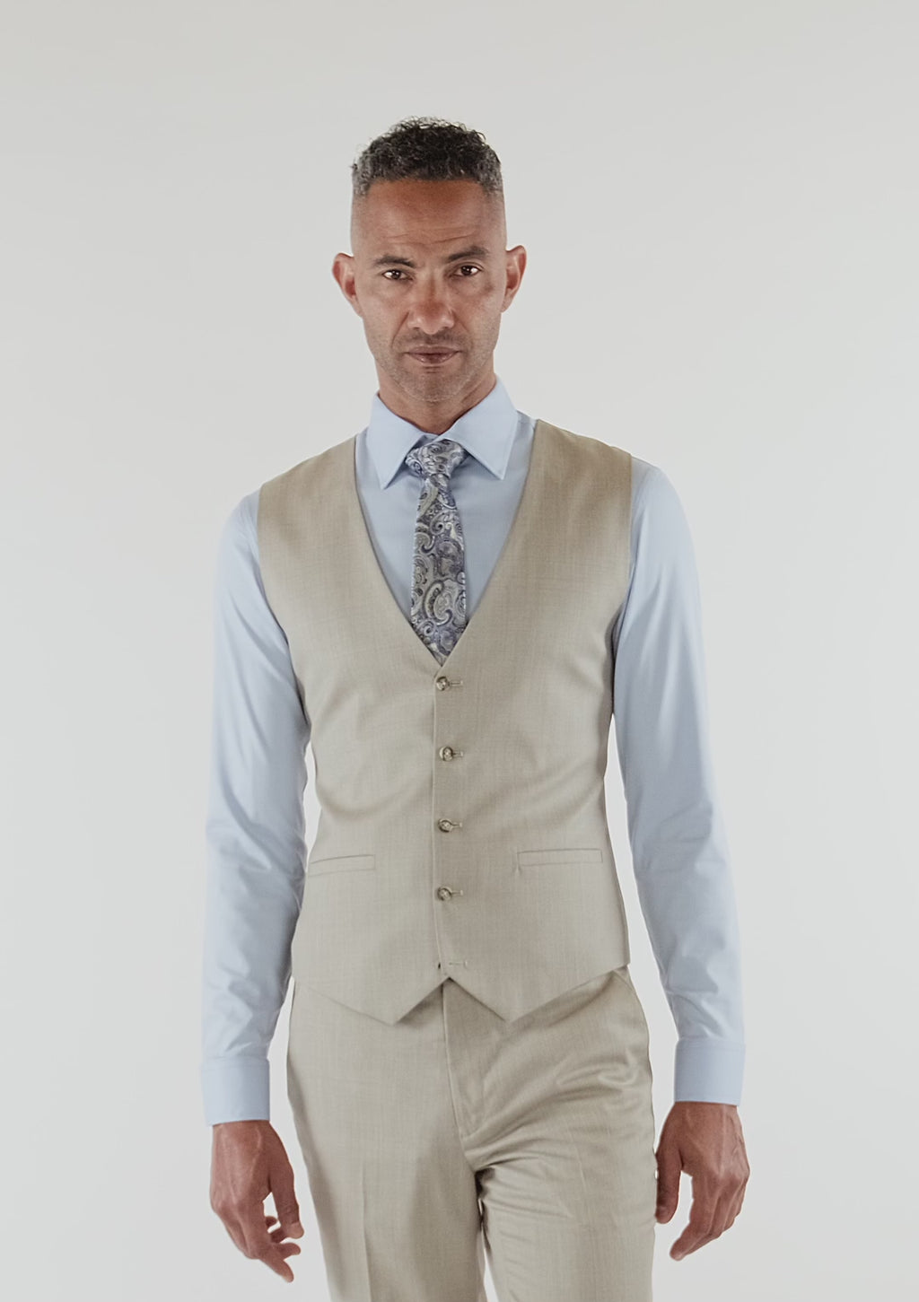 Beige Sandstone Italian Wool Vest