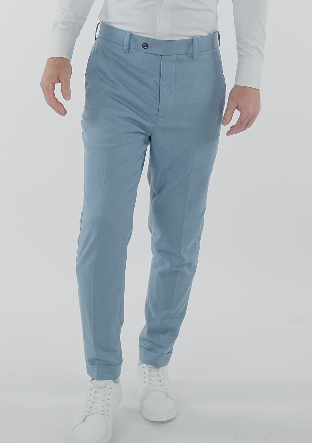 Mid Blue Linen Blend Pants