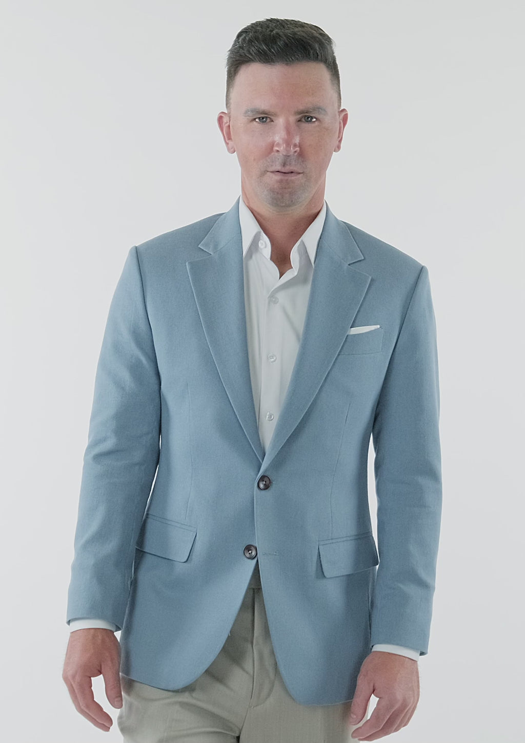 Mid Blue Linen Blend Astor Jacket