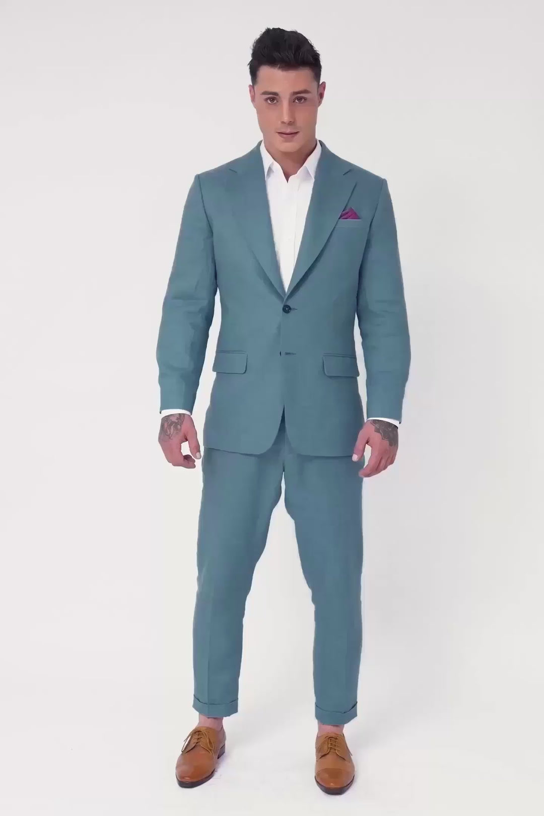 Ellis Koi Blue Linen Suit