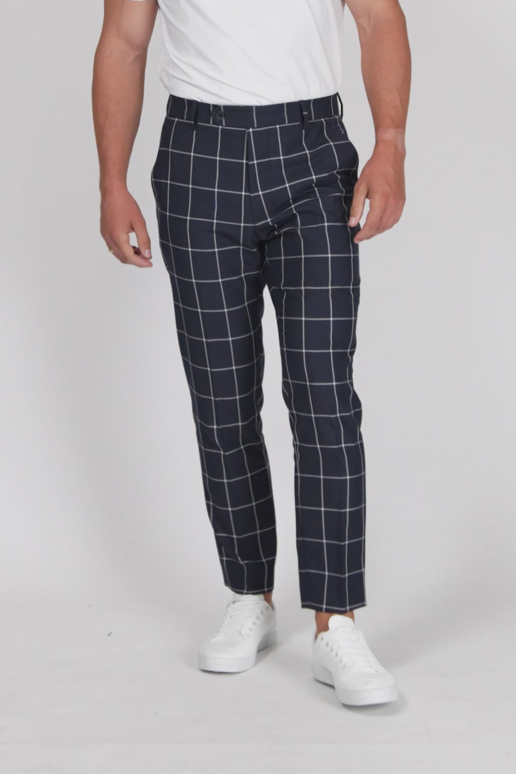 Regal Navy Windowpane Pants
