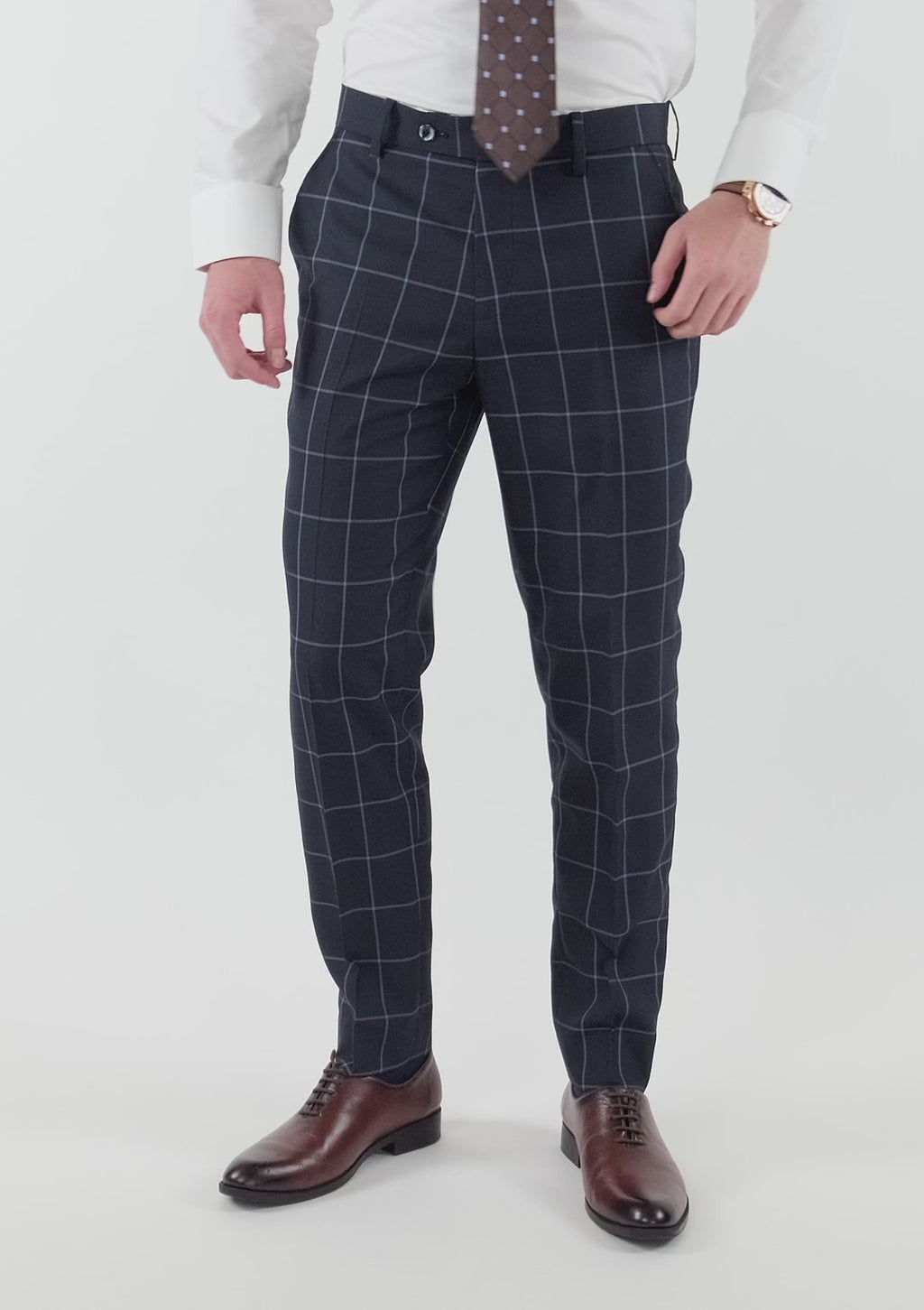 Deep Navy Windowpane Pants