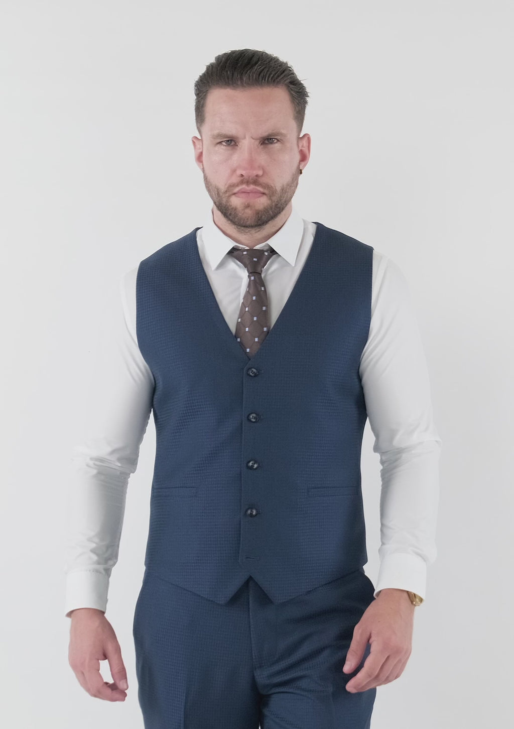 Blue Microcheck Vest