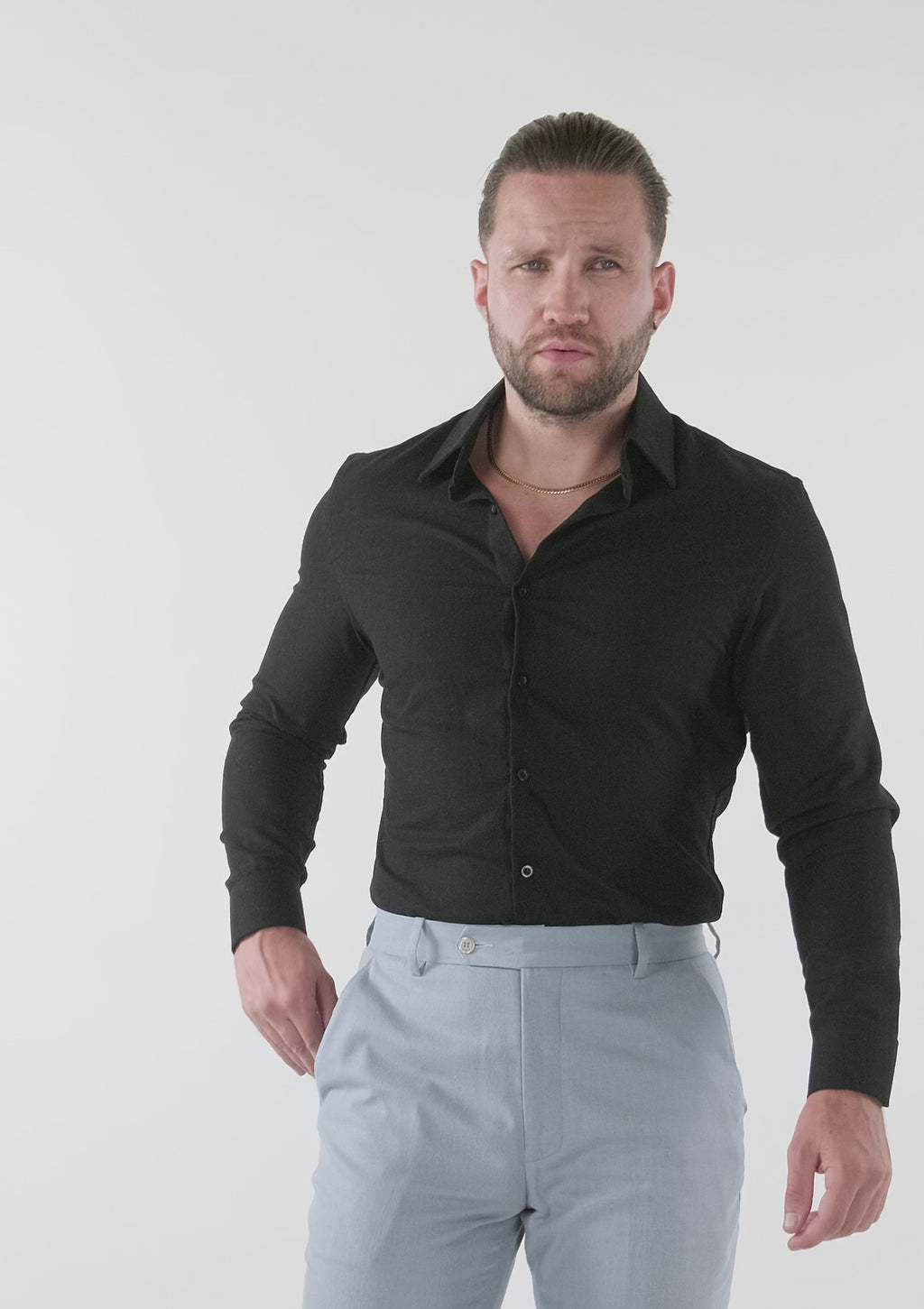 Black Linen Blend Shirt