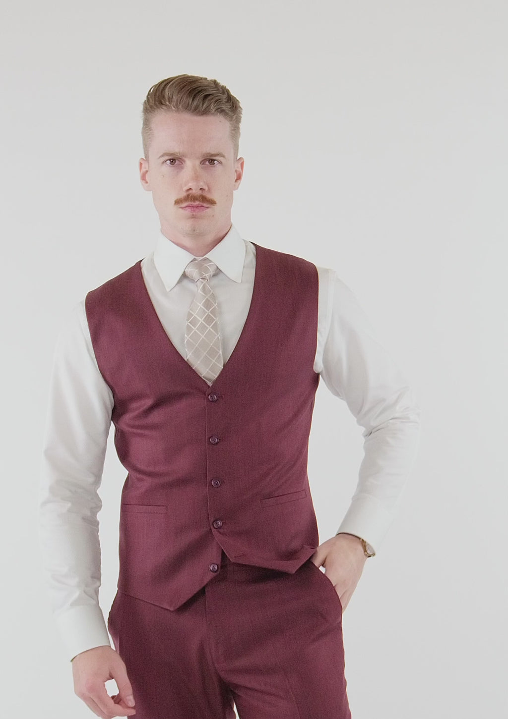 Burgundy Herringbone Vest
