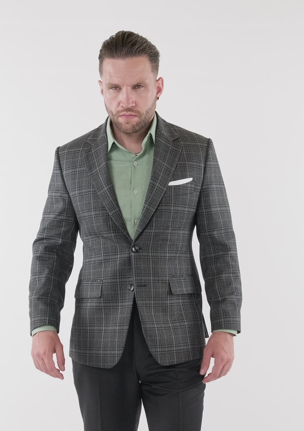 Astor Grey Two-Tone Plaid Jacket