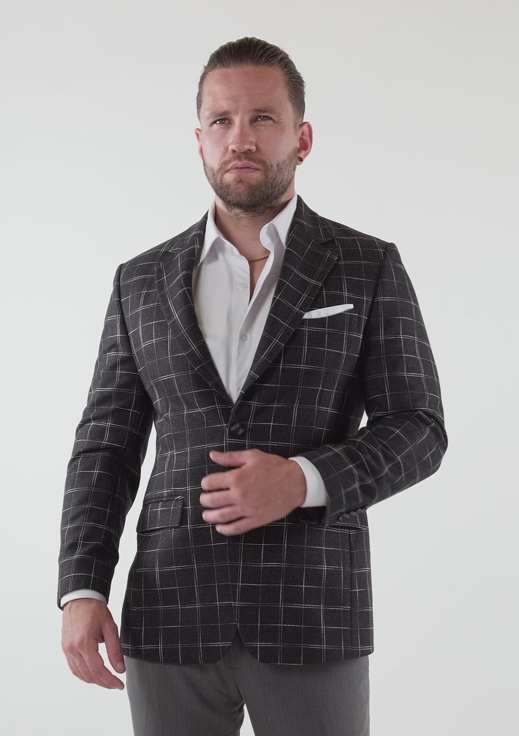 Astor Charcoal Flannel Windowpane Jacket