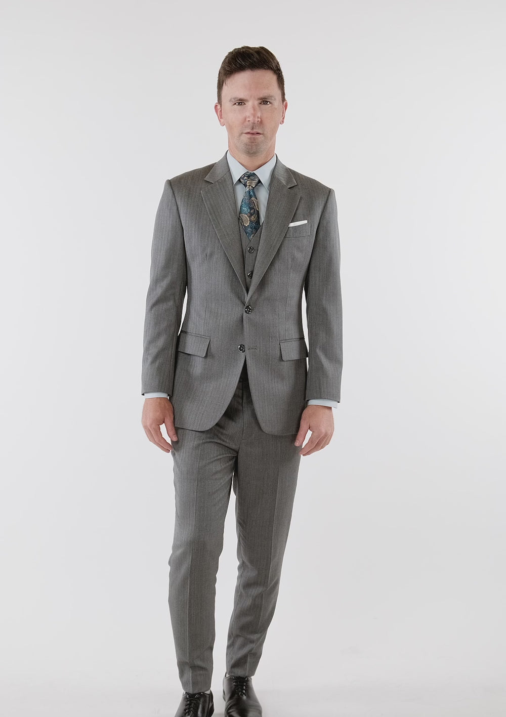 Mid Grey Herringbone Astor Suit