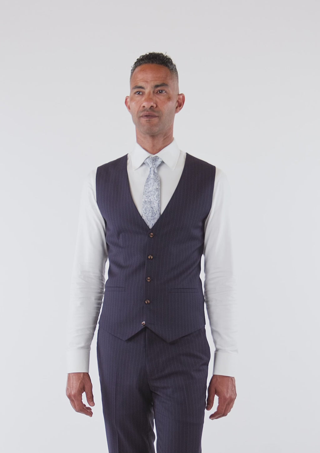 Midnight Blue Pinstripe Vest
