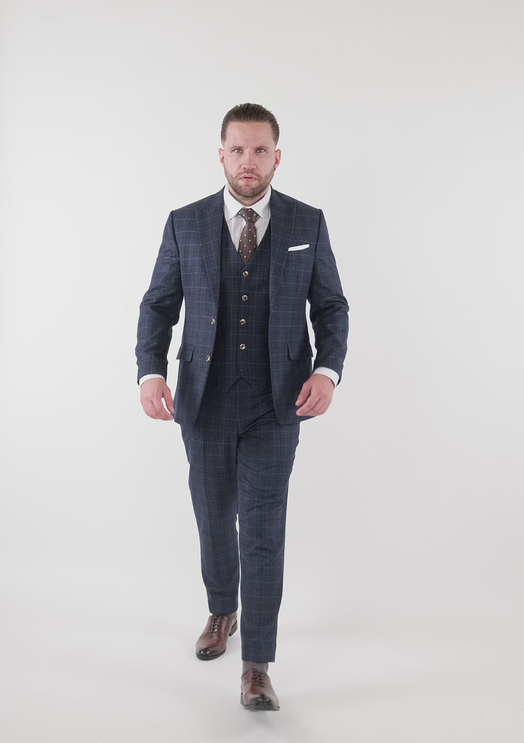 Bryant Charcoal Blue Check Flannel Suit