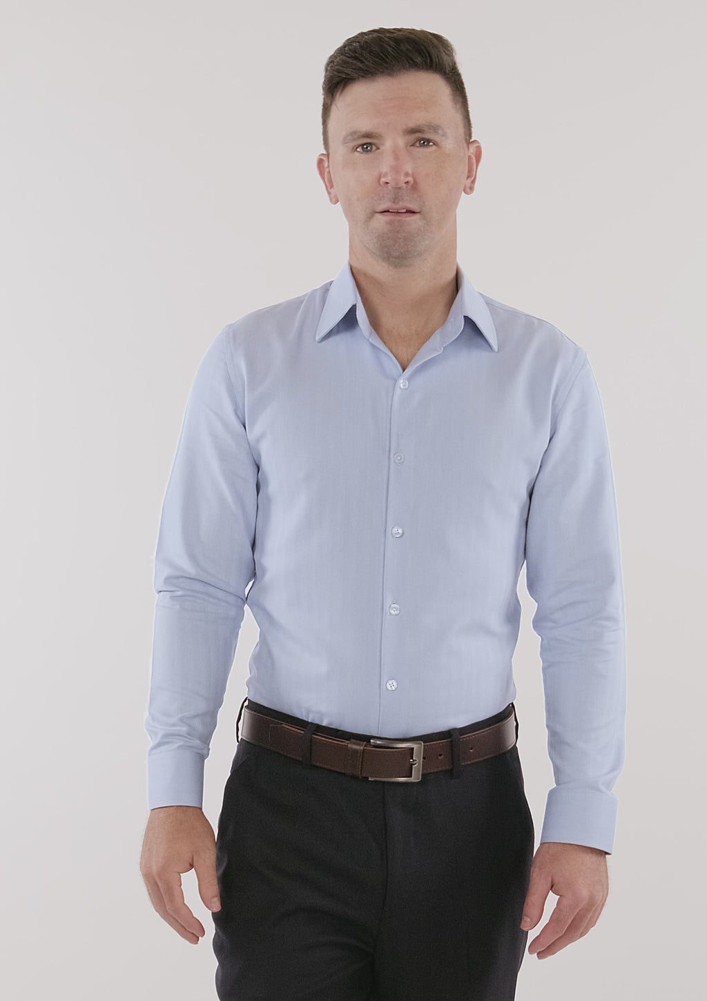 Cloud Blue Herringbone Shirt