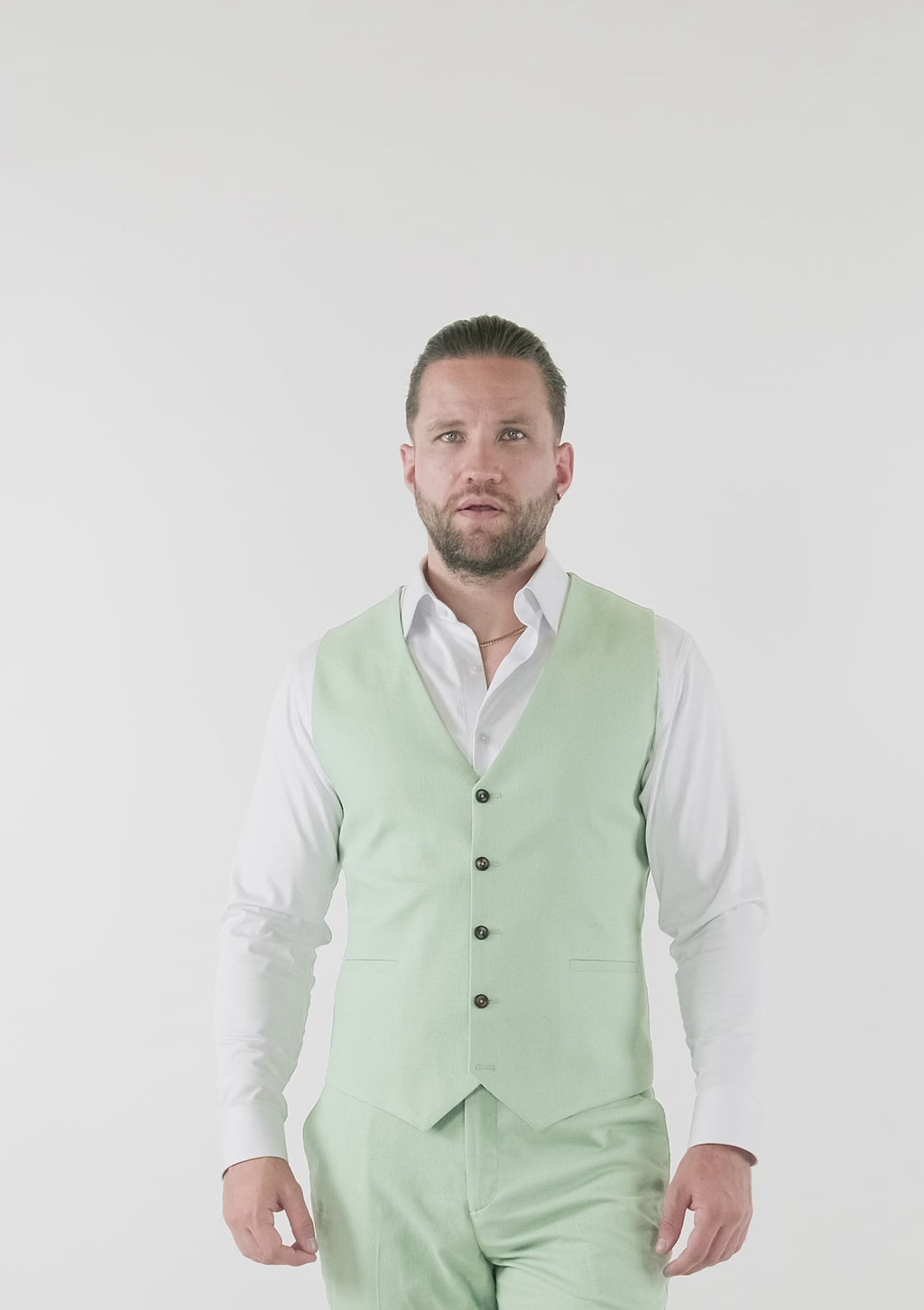 Fern Green Linen Blend Vest