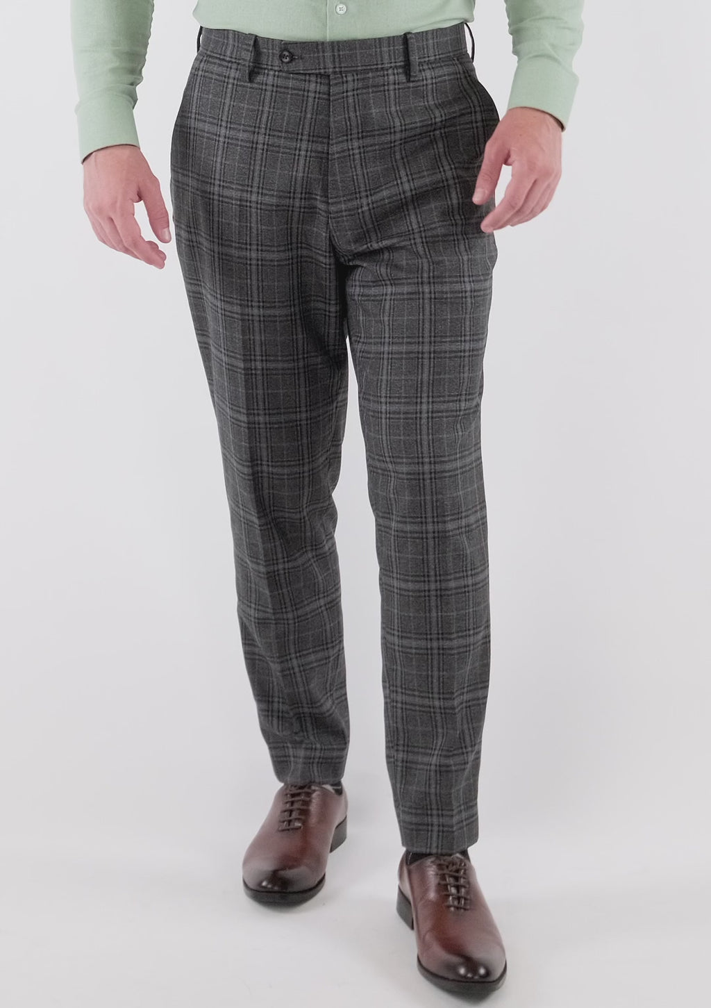 Grey Two-Tone Plaid Pants