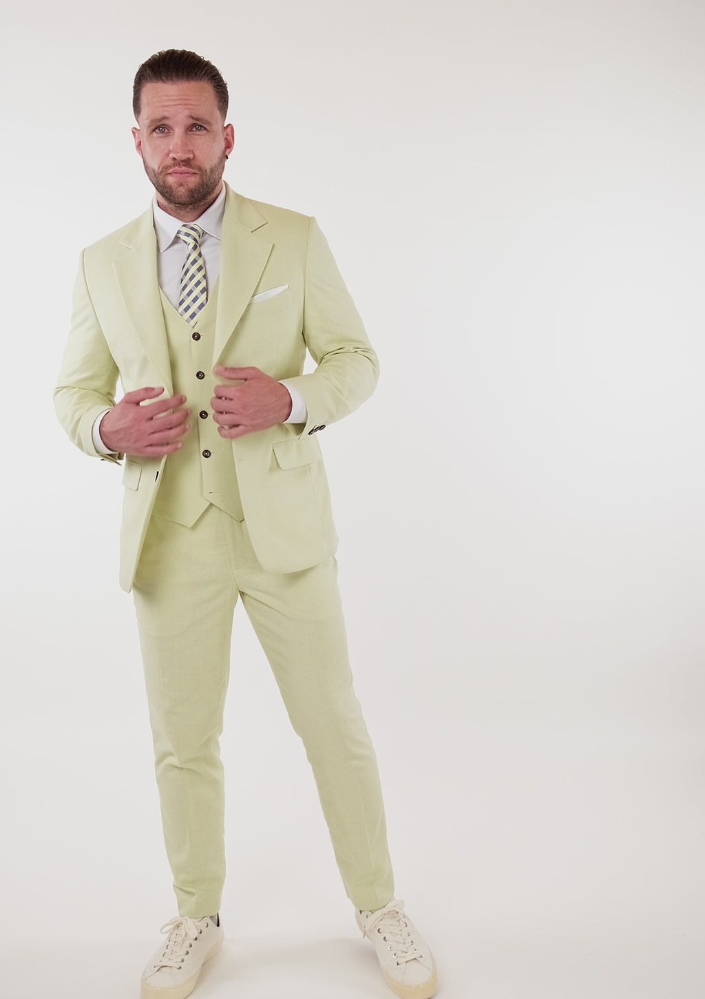 Ellis Olive Cream Linen Blend Suit