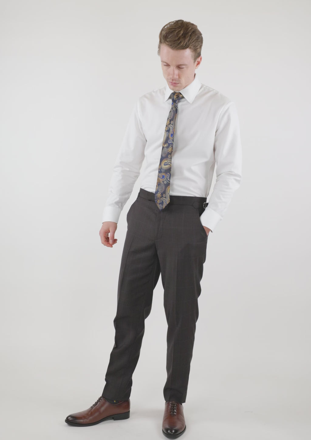 Dark Brown Check Pants