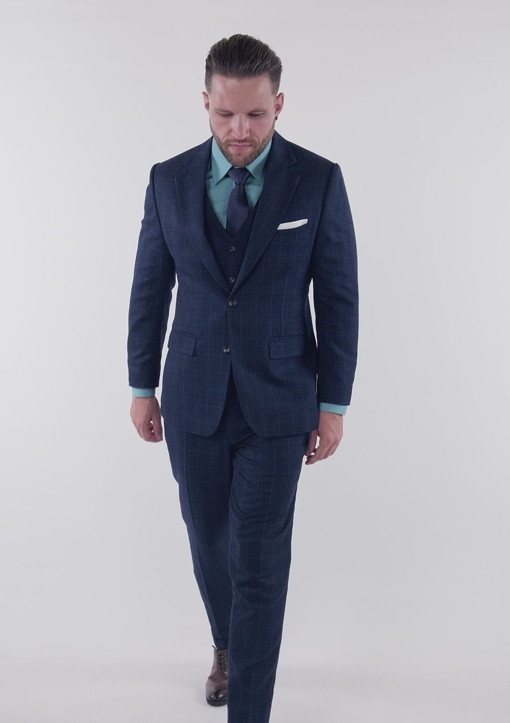 Astor Deep Blue Flannel Windowpane Suit