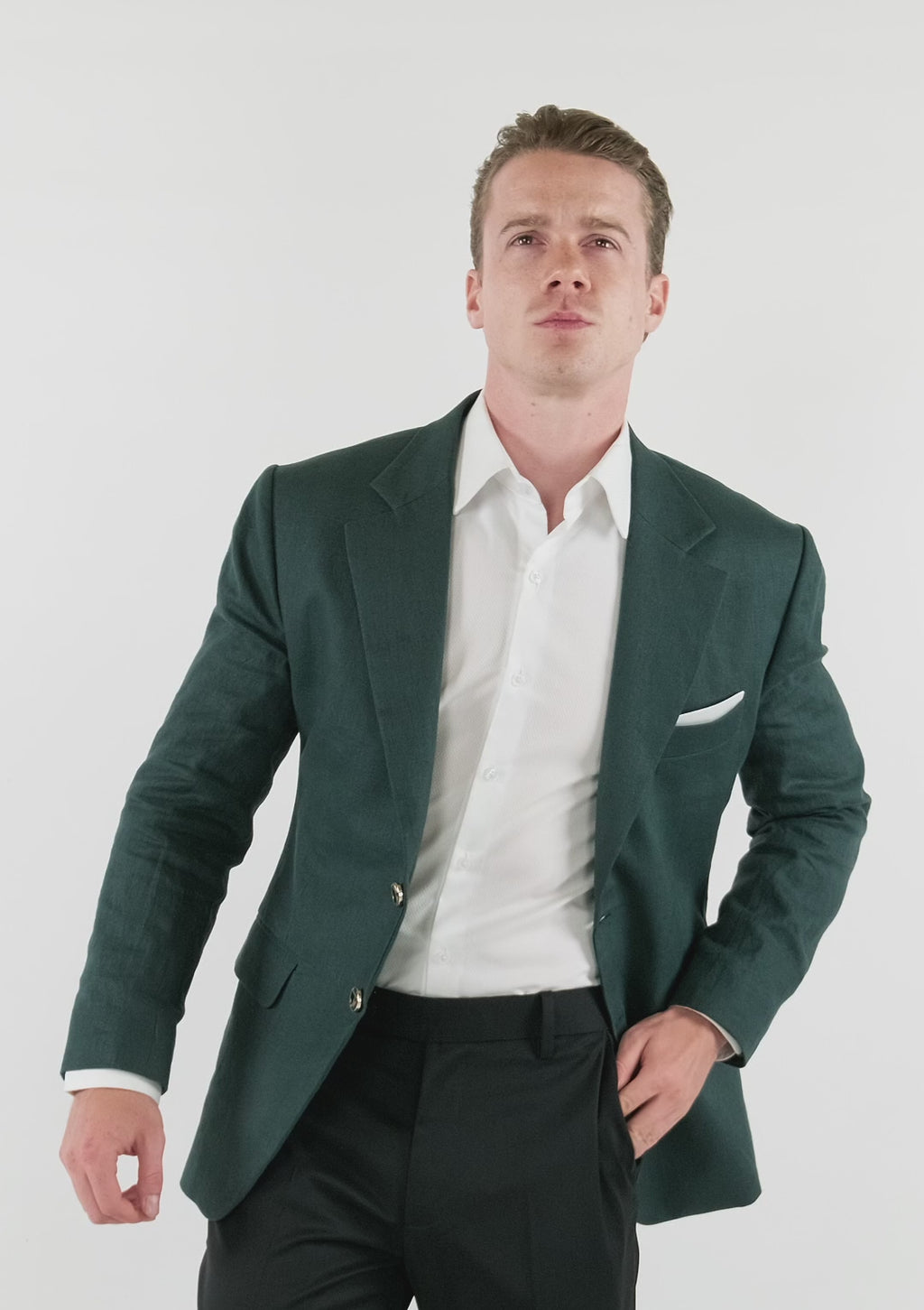 Hudson Phthalo Green Linen Jacket