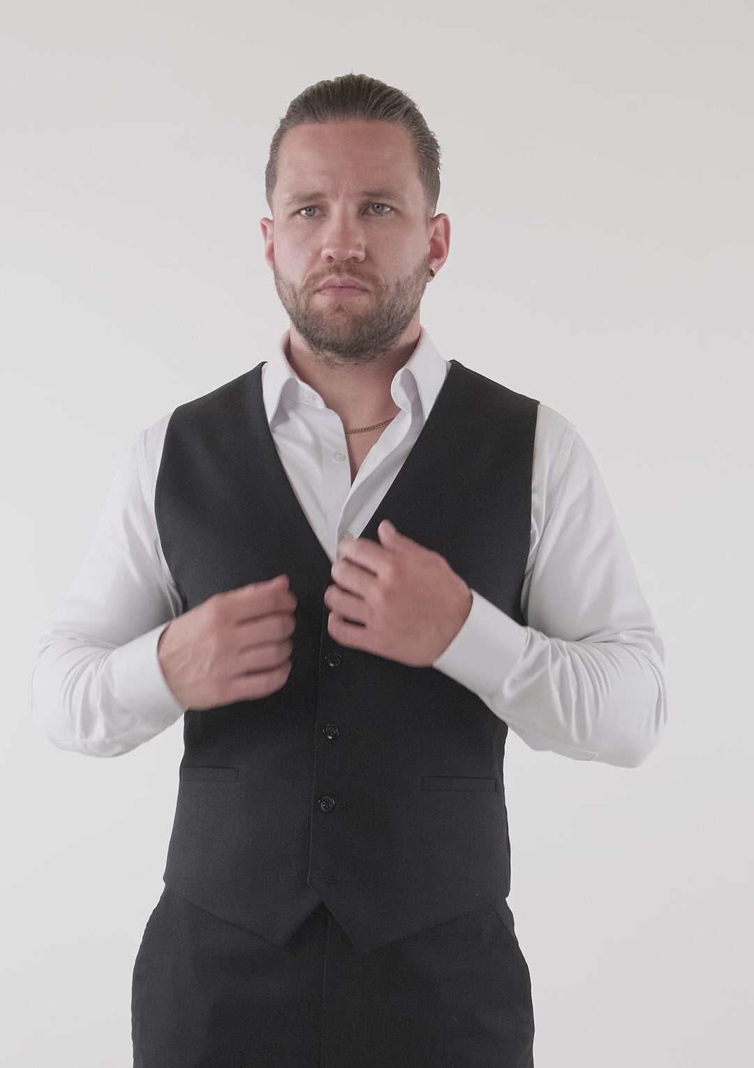 Black Linen Blend Vest - SARTORO