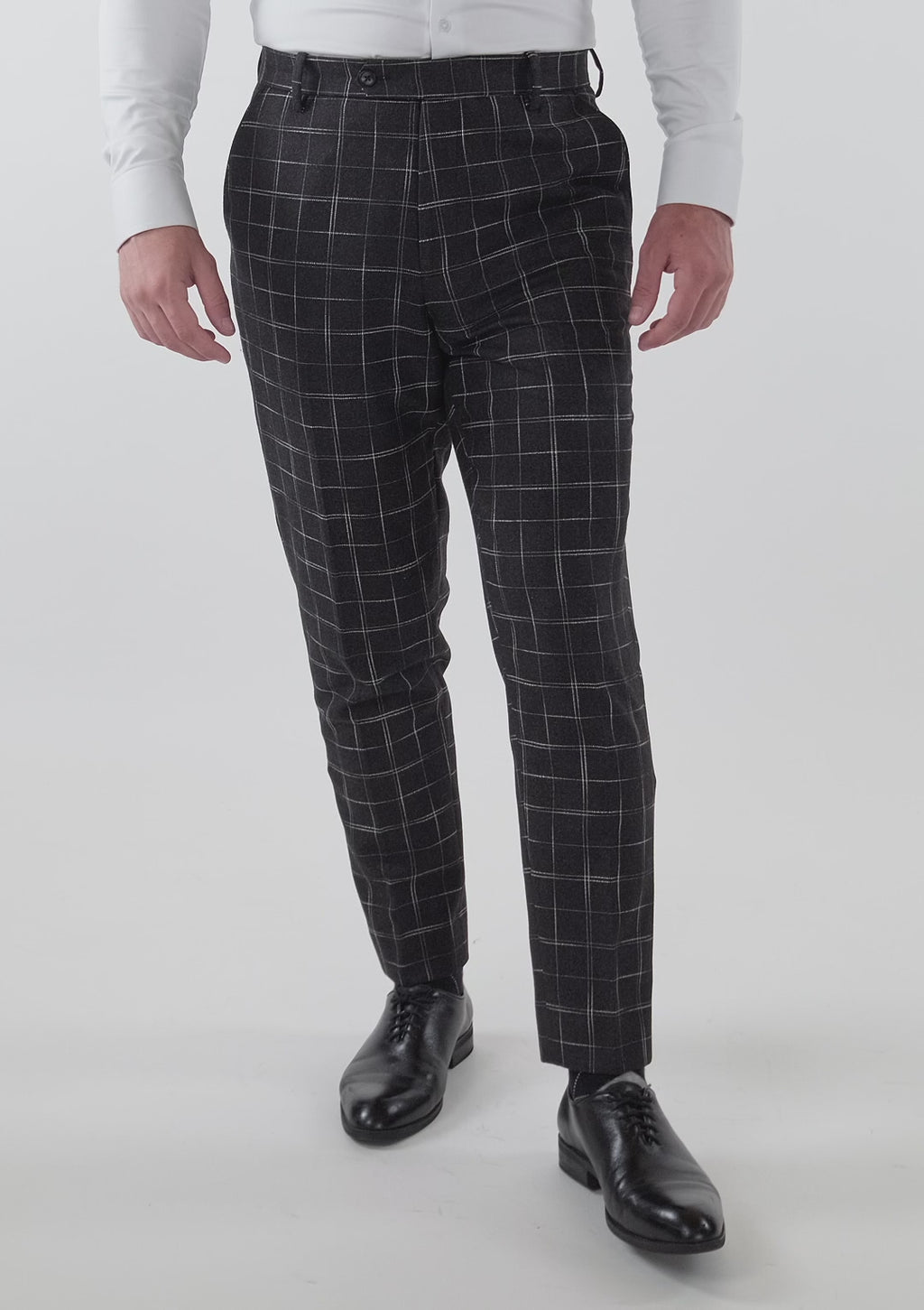 Charcoal Flannel Windowpane Pants