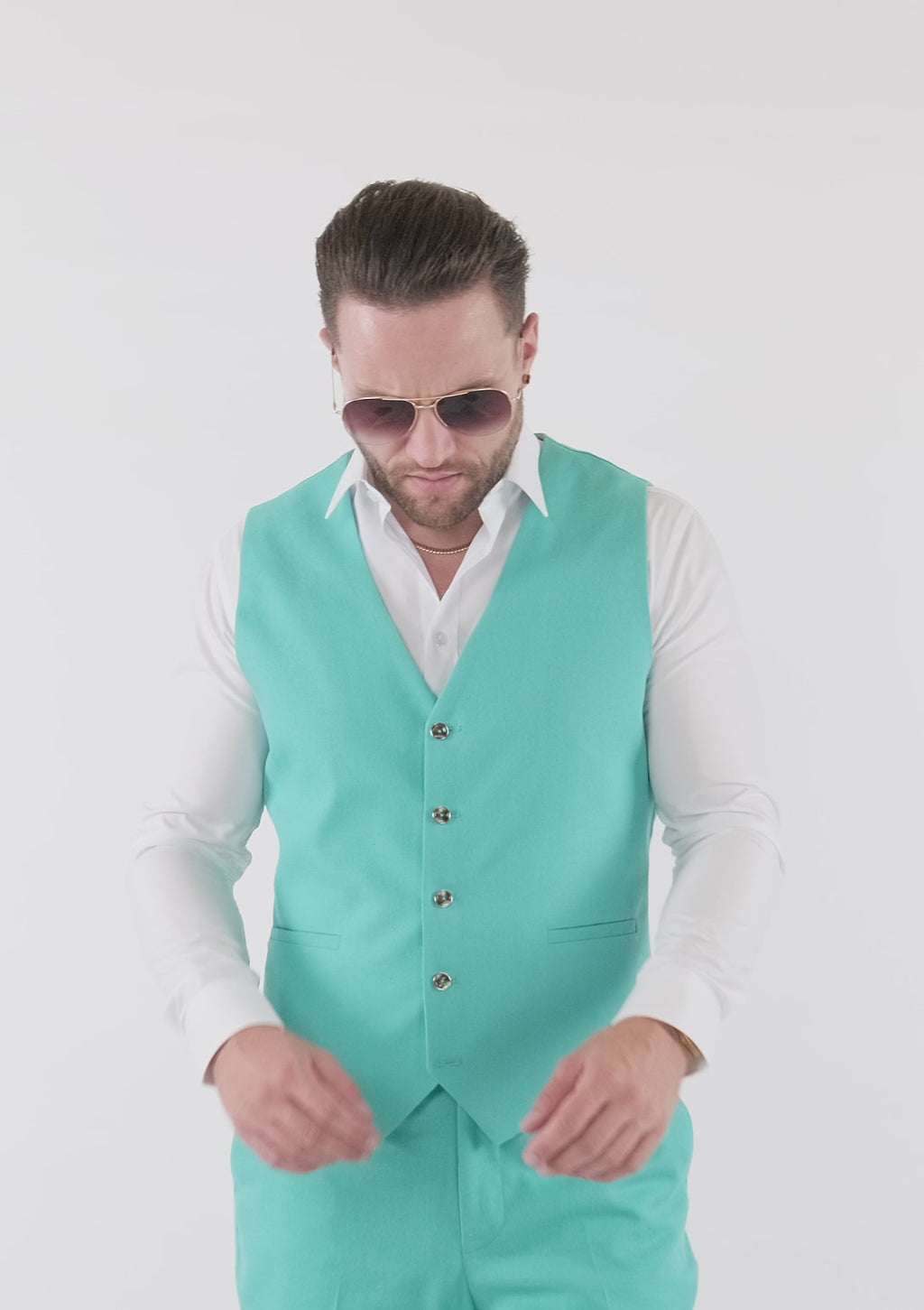 Atlantis Green Linen Blend Vest