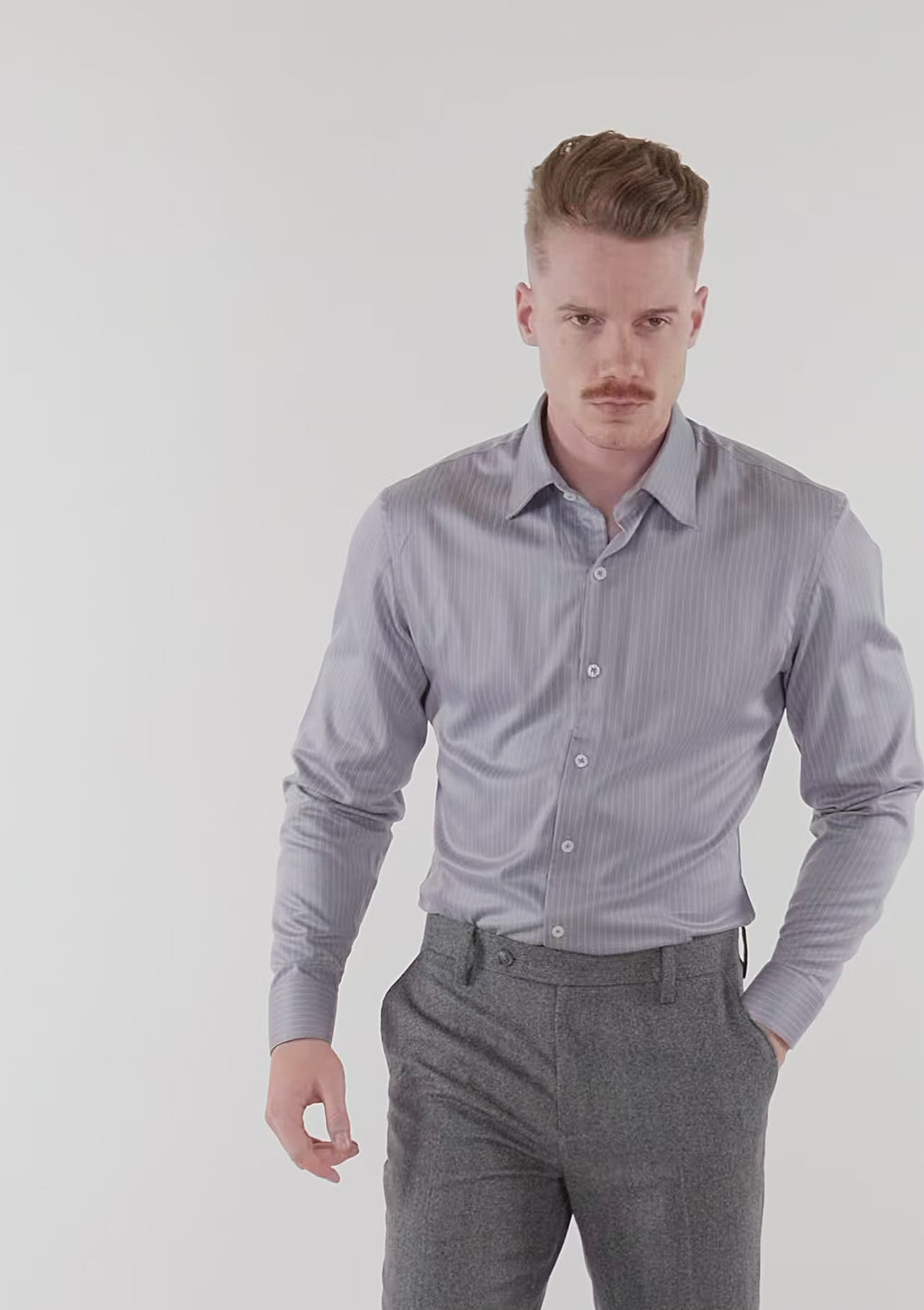 Silver Gray Pinstripe Shirt