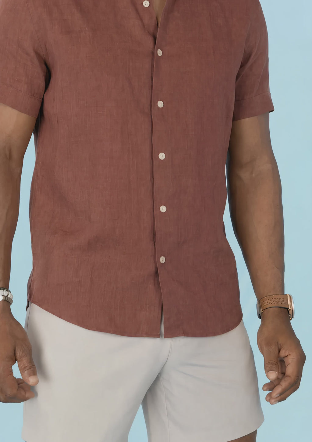 Rust Linen Blend T-Shirt